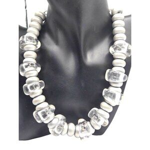 Silver and Clear Lucite Plastic 1980s necklace 18 inches